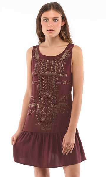 cynthia vincent DROP WAIST EMBELLISHED SHIFT DRESS