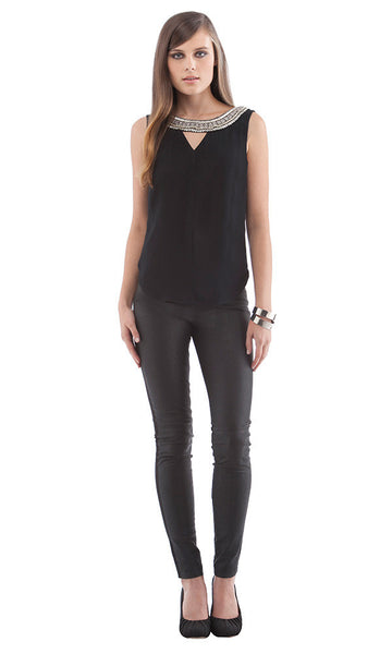 Cynthia Vincent Embellished V Back Top