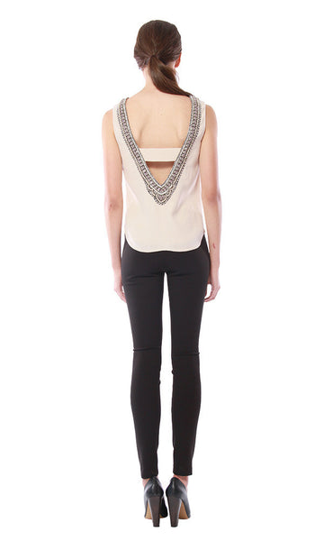 Cynthia Vincent Embellished V Back Top