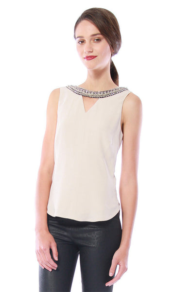 cynthia vincent Embellished V Back Top