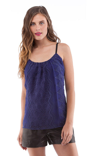 cynthia vincent Embroidered Cami Indigo