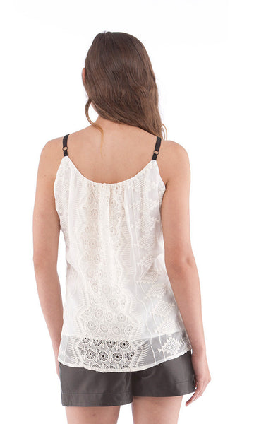 Cynthia Vincent Embroidered Cami White