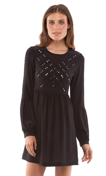cynthia vincent Embroidered Mirror Dress Black