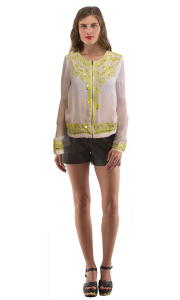 Cynthia Vincent Embroidered Mirror Jacket Citron