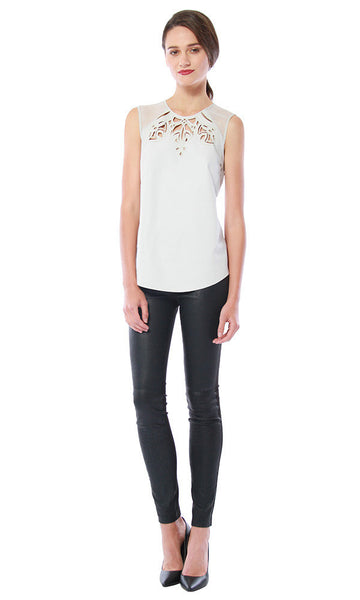 Cynthia Vincent Etched Leather Blouse