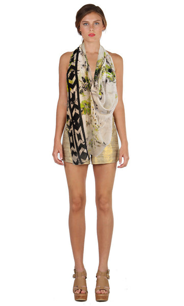 Cynthia Vincent Floral Border Scarf