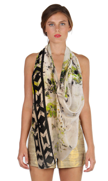 cynthia vincent Floral Border Scarf