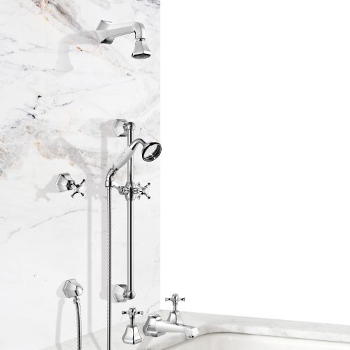 czech & speake london Complete Cubist Bath Shower Mixer – Deck Mounted
