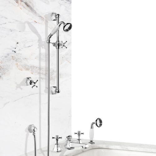 Czech & Speake London Complete Cubist Bath Shower Set With Hand Shower – Deck Mounted