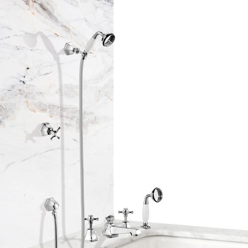 Czech & Speake London Complete Cubist Bath Shower Set With Hand Shower – Deck Mounted