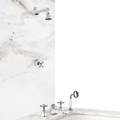 czech & speake london Complete Cubist Bath Shower Set with Hand Shower – Deck Mounted