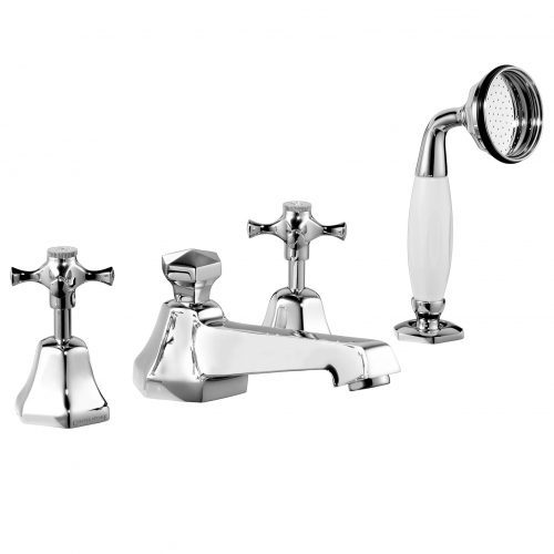 czech & speake london Cubist Bath Shower Set with Hand Shower – Deck Mounted