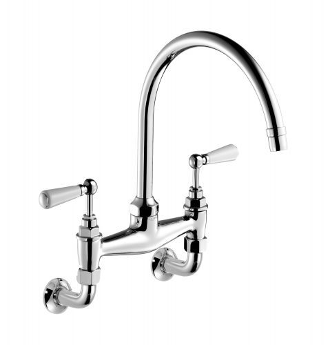 czech & speake london Edwardian Lever Handles or Cross Tops Kitchen Mixer Wall Mounted