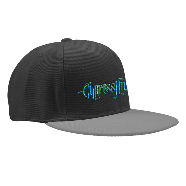 Cypress Hill "Blunted Text" Snapback Hat In Black With Grey Bill