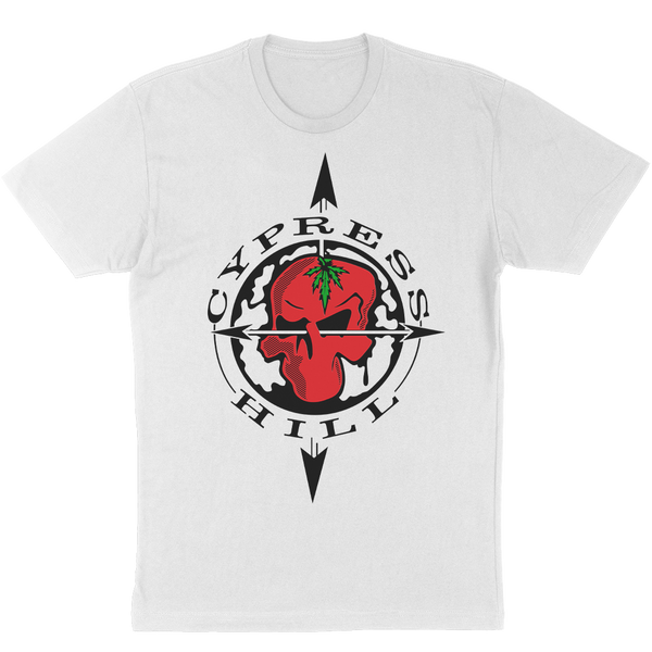 cypress hill Cypress Hill "Bootleg OG Skull and Compass" White T-Shirt