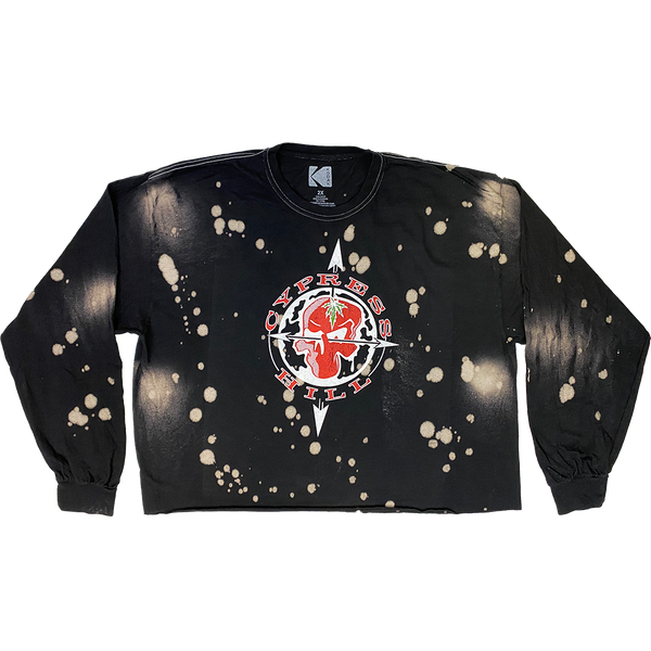 cypress hill Cypress Hill "OG Skull N Compass" Women's Long Sleeve Crop T-Shirt