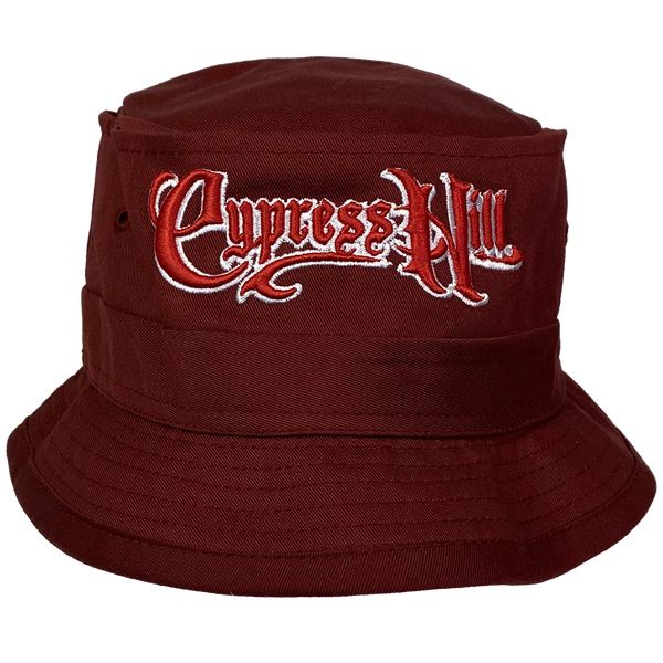 cypress hill Cypress Hill "Script Logo" Bucket Hat in Maroon