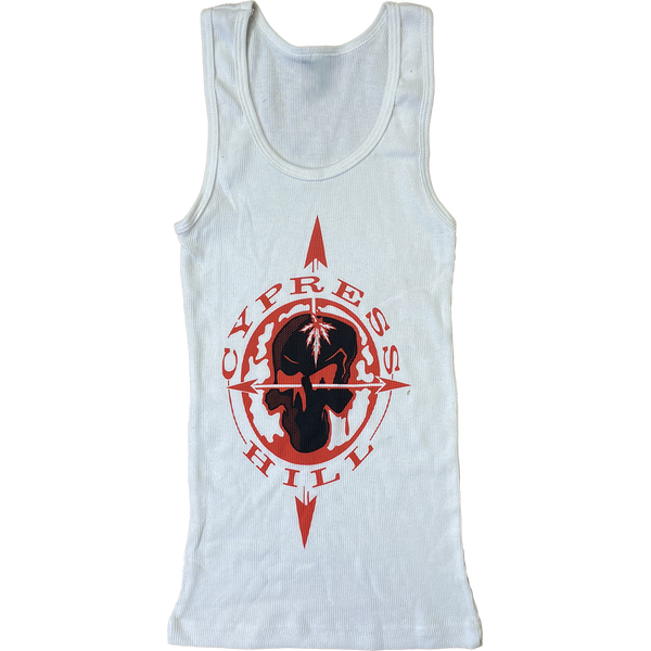 cypress hill Cypress Hill "Skull N Compass" Women's Rib Tank In White