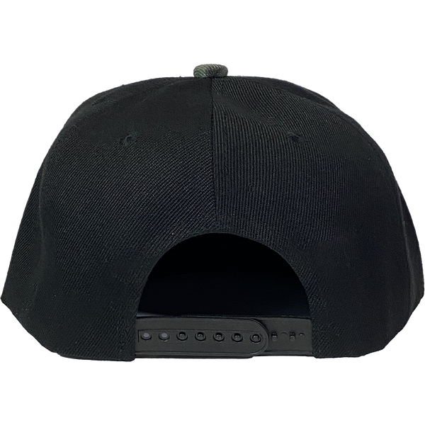 Cypress Hill "Script Logo" Snapback Hat In Black And Camo