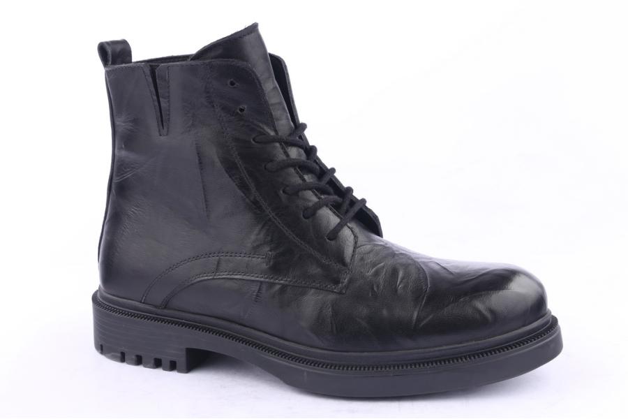 D.moro Shoes Men Leather Ankle Boots For Winter: M013 Black (Wholesale)