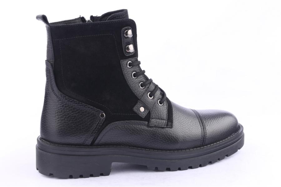 D.moro Shoes Men Leather Ankle Boots For Winter: M025 Black (Wholesale)