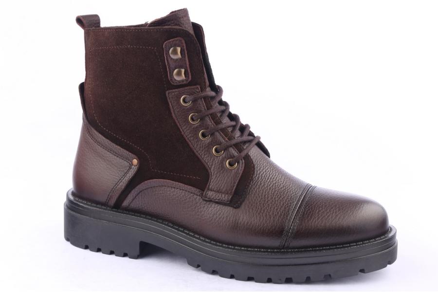 D.moro Shoes Men Leather Ankle Boots For Winter: M025 Brown (Wholesale)