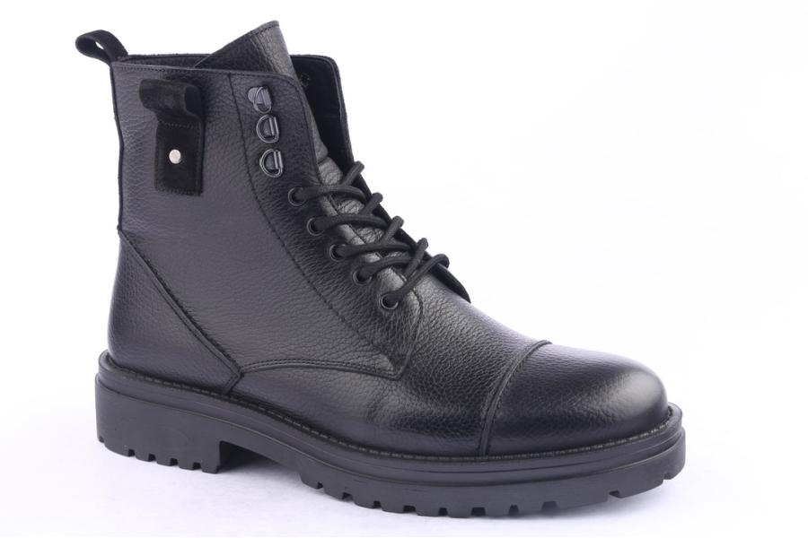 D.moro Shoes Men Leather Ankle Boots For Winter: M037 Black (Wholesale)