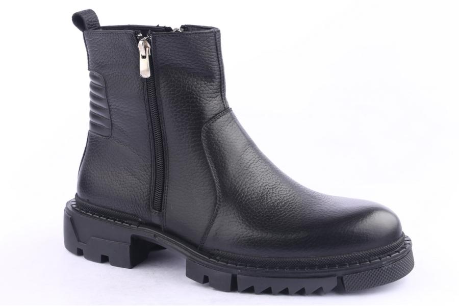 D.moro Shoes Men Leather Ankle Boots For Winter: M039 Black (Wholesale)