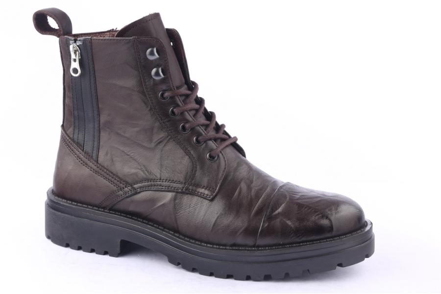 D.moro Shoes Men Leather Ankle Boots For Winter: M040 Brown (Wholesale)