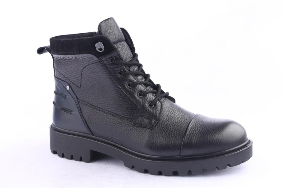 D.moro Shoes Men Leather Ankle Boots For Winter: M046 Black (Wholesale)