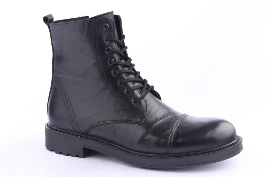 D.moro Shoes Men Leather Ankle Boots For Winter: M049 Black (Wholesale)