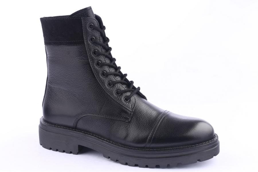 D.moro Shoes Men Leather Ankle Boots For Winter: M05 Black (Wholesale)