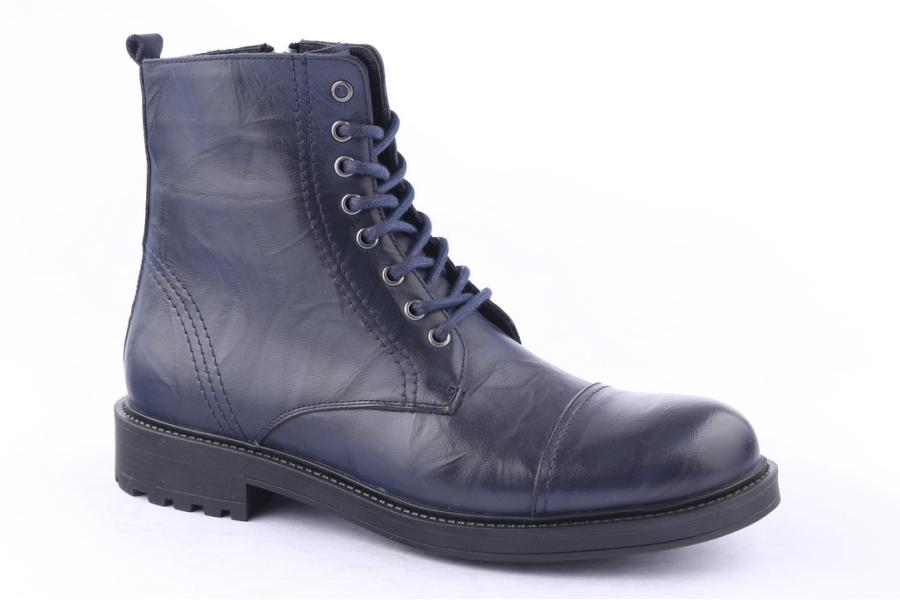 D.moro Shoes Men Leather Ankle Boots For Winter: M051 Navy Blue (Wholesale)