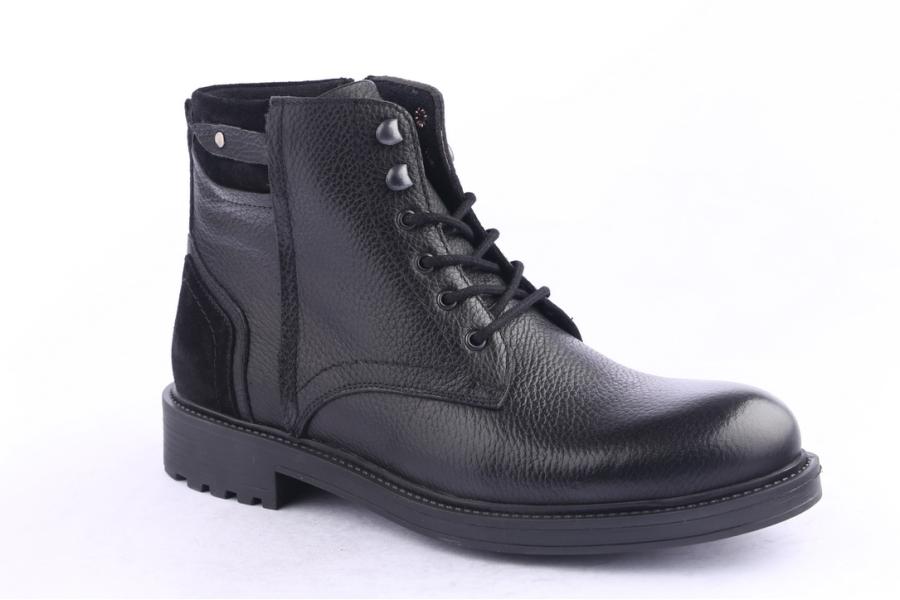D.moro Shoes Men Leather Ankle Boots For Winter: M055 Black (Wholesale)
