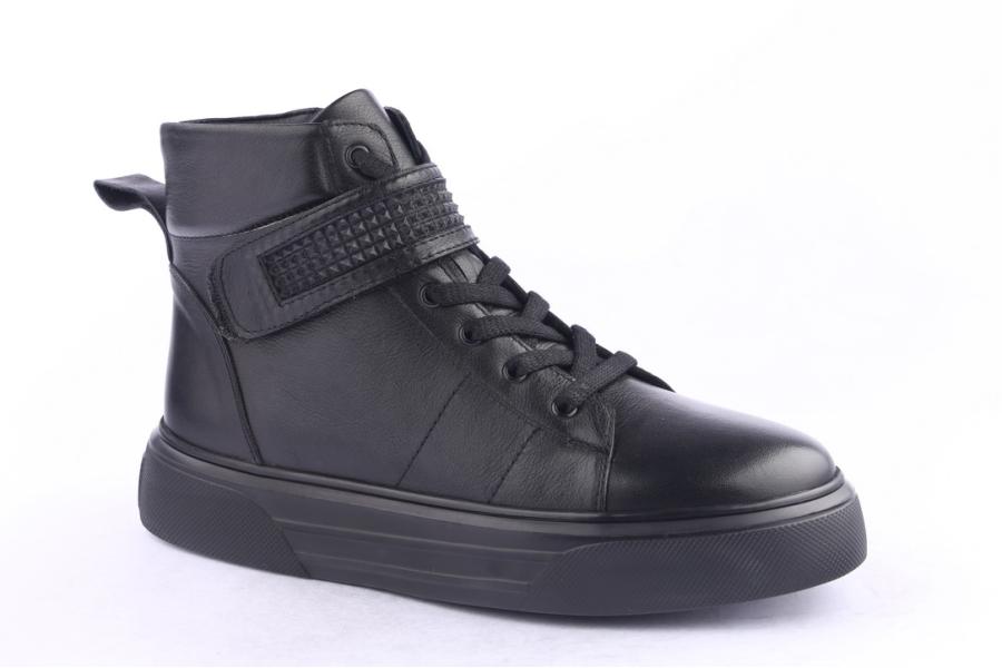 D.moro Shoes Men Leather Ankle Boots For Winter: M056 Black (Wholesale)
