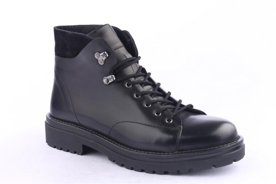 D.moro Shoes Men Leather Ankle Boots For Winter: M057 Black (Wholesale)