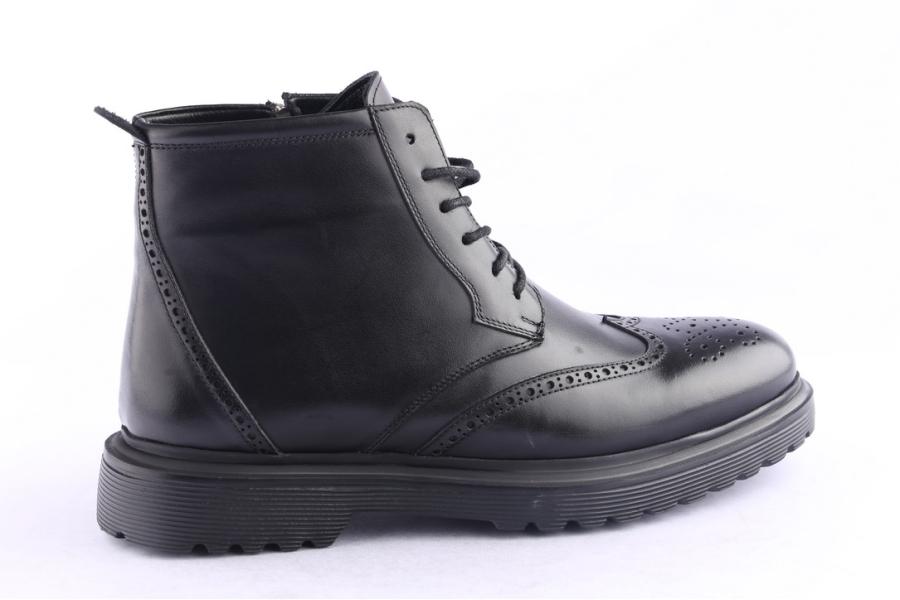 D.moro Shoes Men Leather Ankle Boots For Winter: M064 Black (Wholesale)