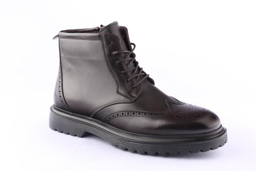 D.moro Shoes Men Leather Ankle Boots For Winter: M064 Brown (Wholesale)