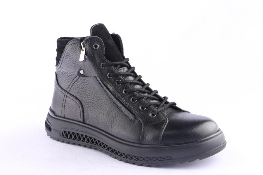 D.moro Shoes Men Leather Ankle Boots For Winter: M066 Black (Wholesale)
