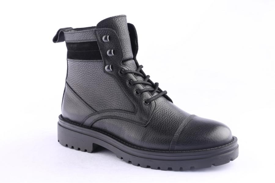 D.moro Shoes Men Leather Ankle Boots For Winter: M074 Black (Wholesale)