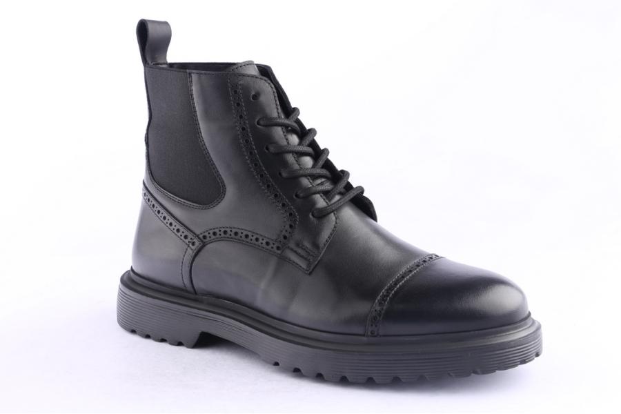 D.moro Shoes Men Leather Ankle Boots For Winter: M075 Black (Wholesale)