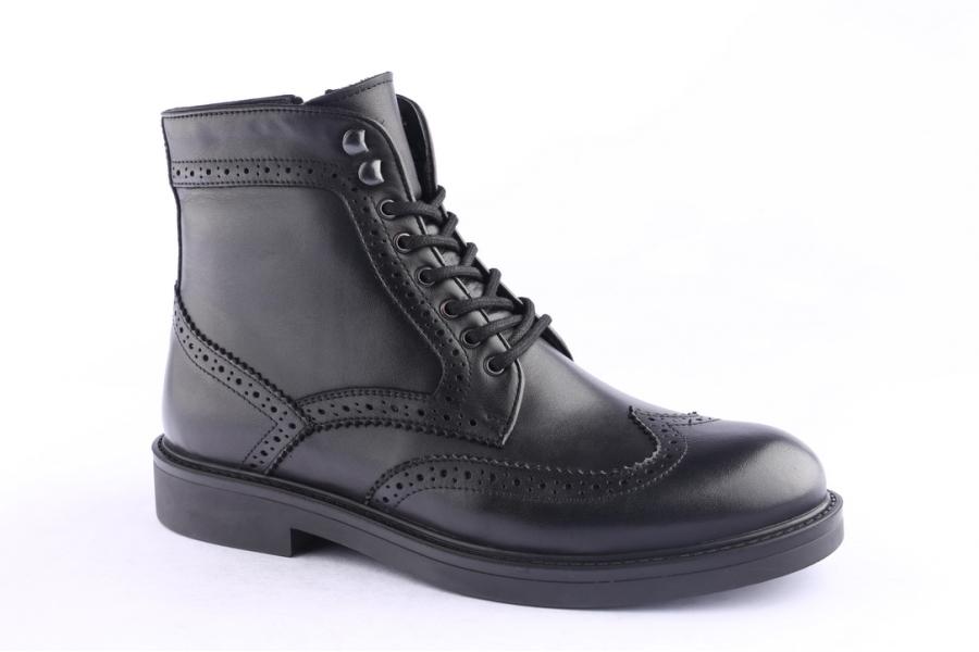 D.moro Shoes Men Leather Ankle Boots For Winter: M076 Black (Wholesale)