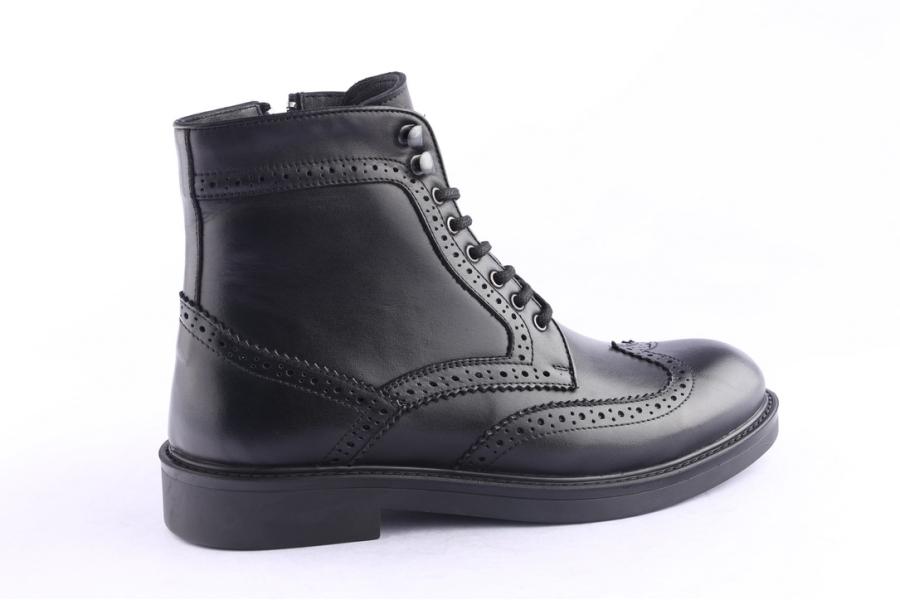 D.moro Shoes Men Leather Ankle Boots For Winter: M076 Black (Wholesale)