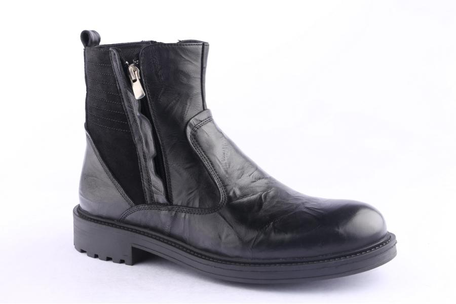 D.moro Shoes Men Leather Ankle Boots For Winter: M078 Black (Wholesale)