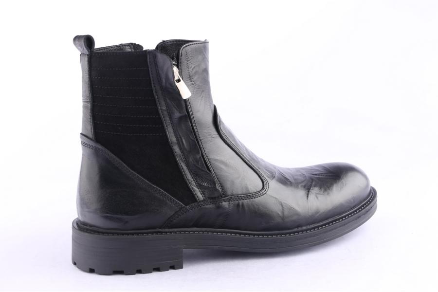 D.moro Shoes Men Leather Ankle Boots For Winter: M078 Black (Wholesale)