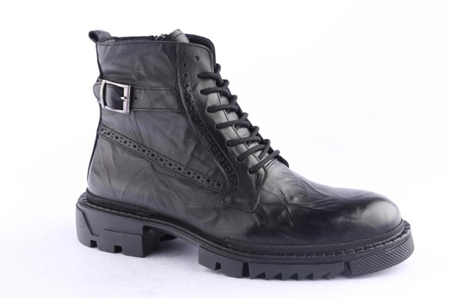 D.moro Shoes Men Leather Ankle Boots For Winter: M084 Black (Wholesale)