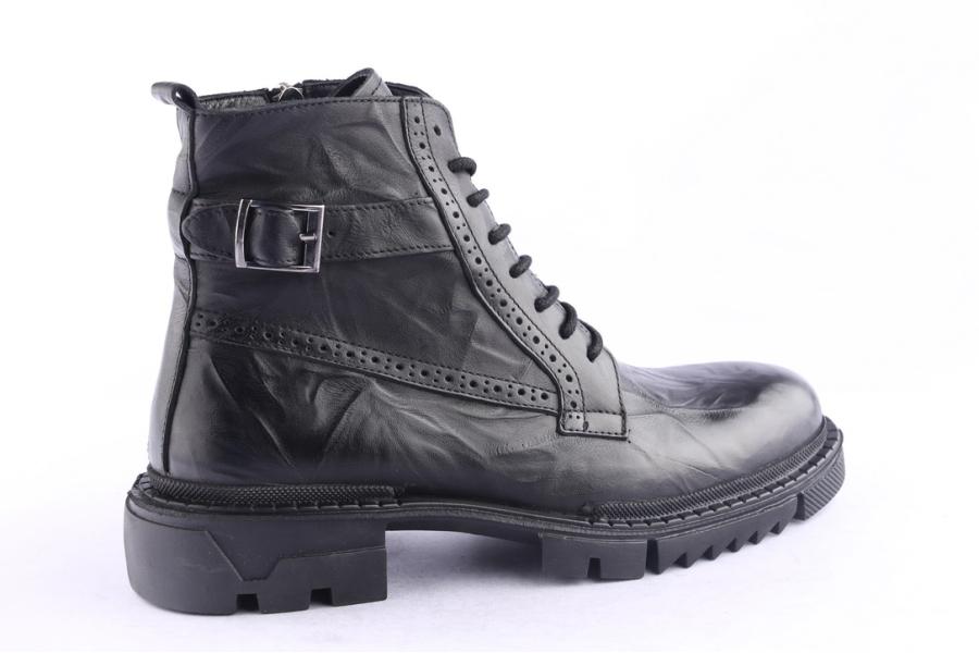 D.moro Shoes Men Leather Ankle Boots For Winter: M084 Black (Wholesale)