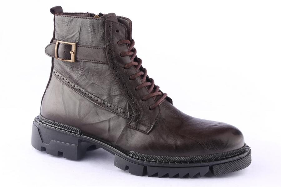 D.moro Shoes Men Leather Ankle Boots For Winter: M084 Brown (Wholesale)