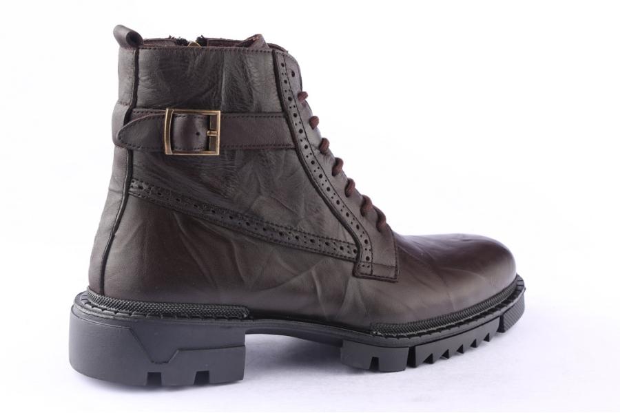 D.moro Shoes Men Leather Ankle Boots For Winter: M084 Brown (Wholesale)