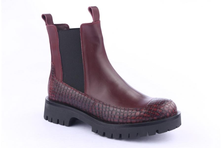 D.moro Shoes Men Leather Ankle Boots For Winter: M10 Burgundy (Wholesale)